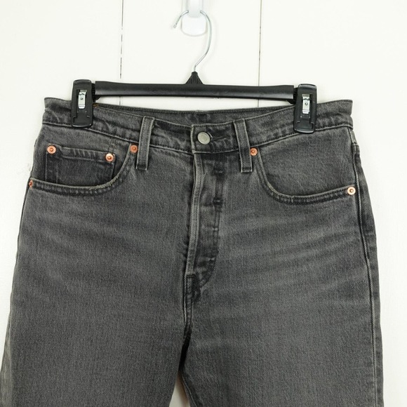 Levi's Premium 501 Skinny Button Fly Denim Jeans Womens SZ 28x28 Gray Distressed - Picture 4 of 16